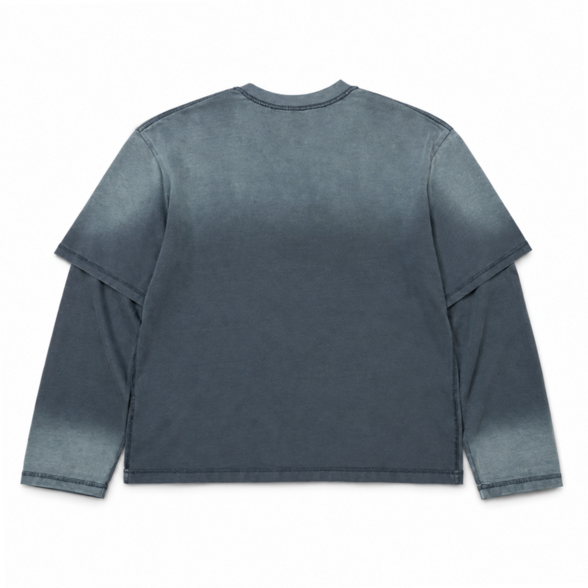 BYND STUDIOS double layered longsleeve in washed blue/grey, back