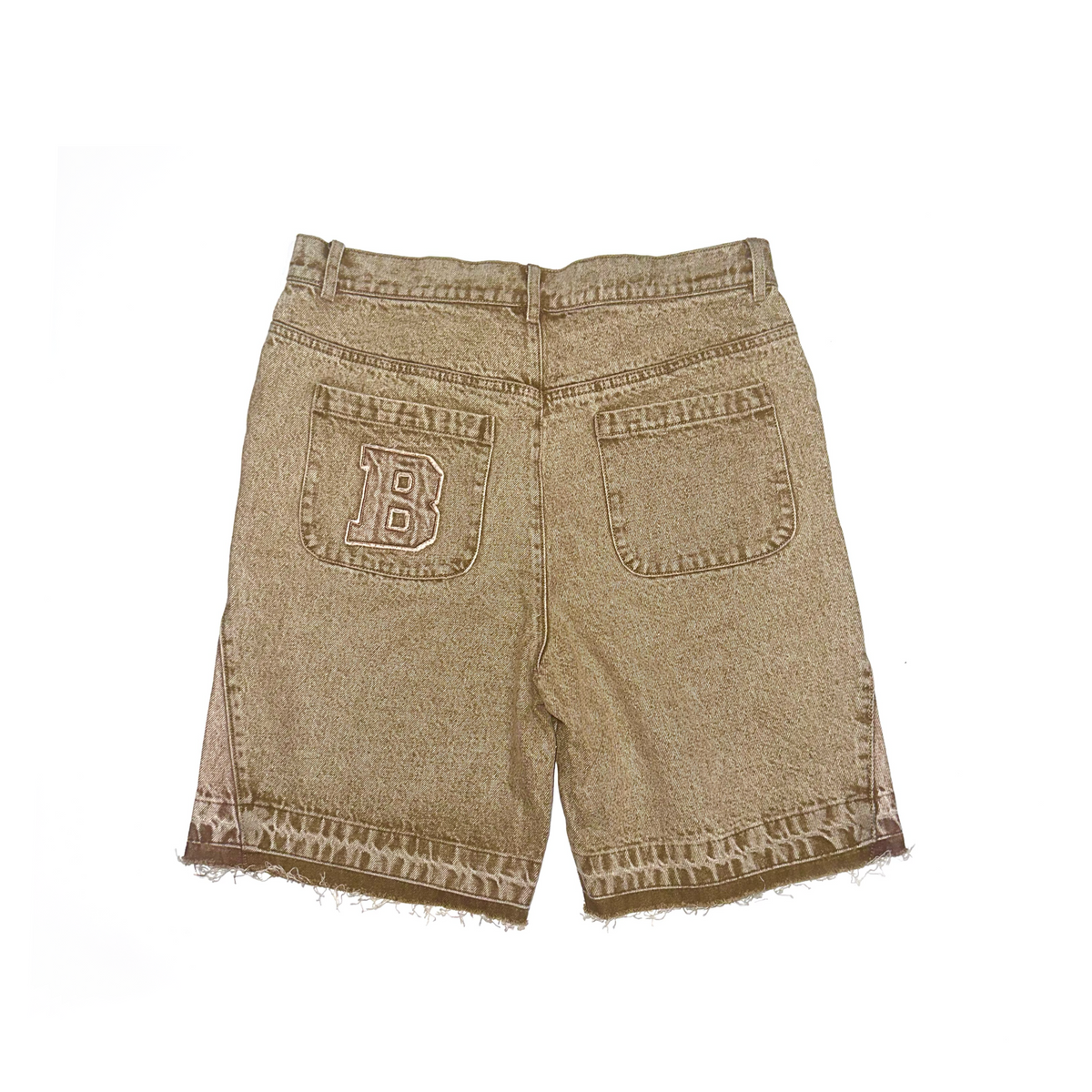 BYND STUDIOS washed brown heavyweight shorts, back